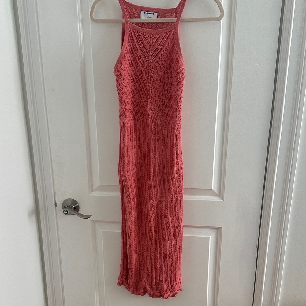 Knitted Coral Midi Dress